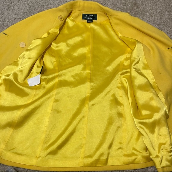 Lauren Ralph Lauren Women’s Yellow Wool Riding Blazer Jacket Sz 6P Made in USA - Picture 13 of 14